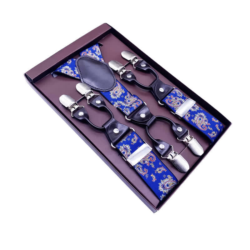 Classic Striped Plaid Paisley 6-Clips Adjustable Suspenders - Style #5 - image 8