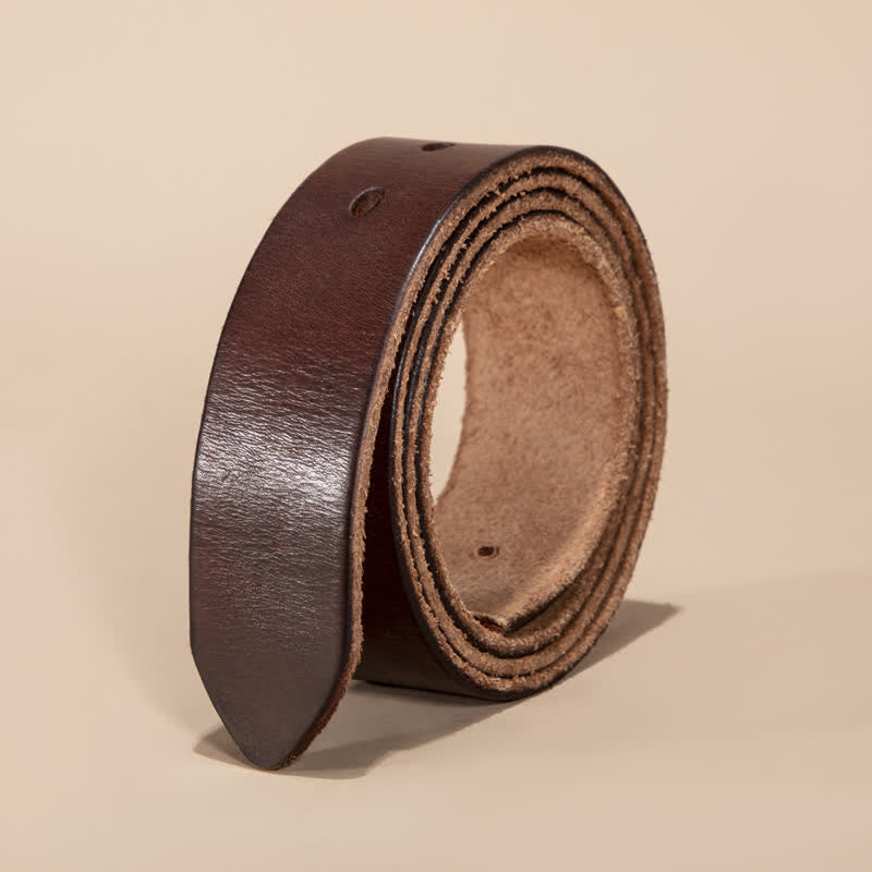 Genuine Leather Belt Strap Without Belt Buckle - Brown - 46 - image 7