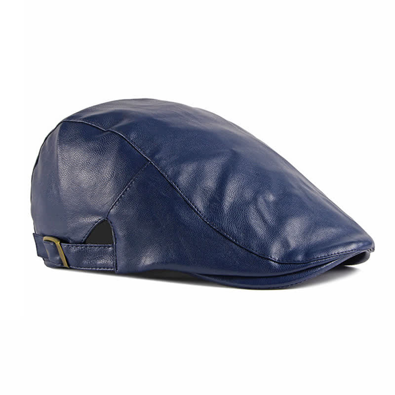 Classic Ivy Solid Color Leather Beret Hat - image 9
