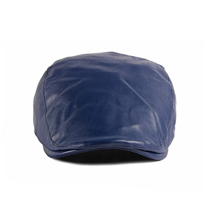 Classic Ivy Solid Color Leather Beret Hat - image 8