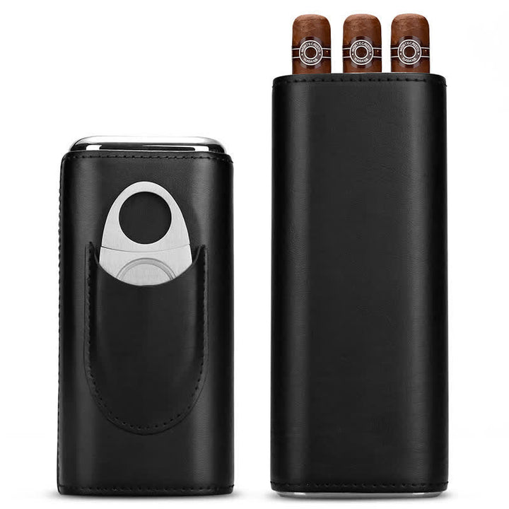 3-Finger Cigar Humidor Leather Case with Cigar Cutter - image 14