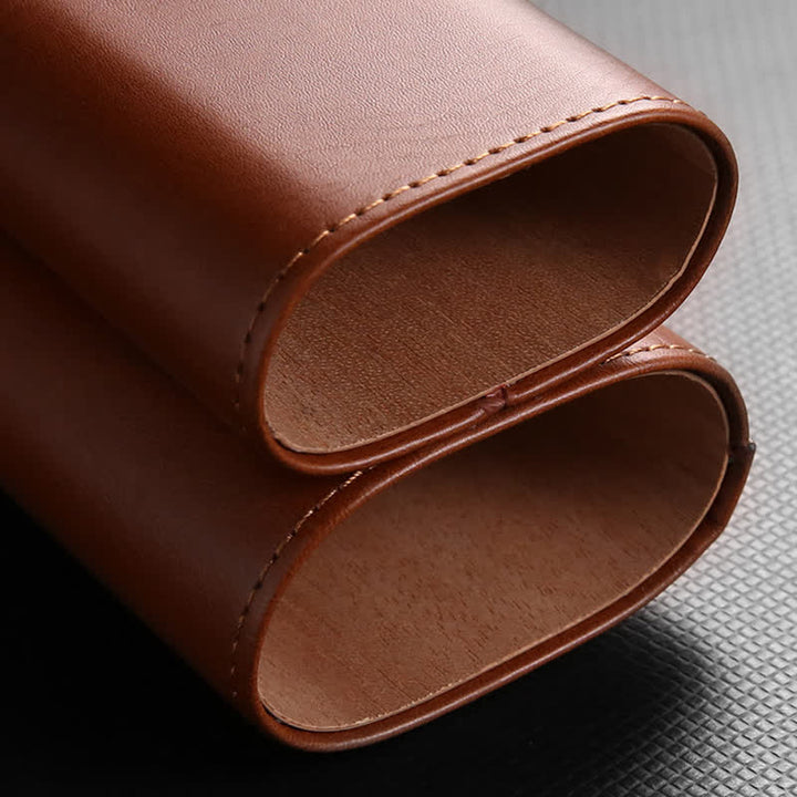 3-Finger Cigar Humidor Leather Case with Cigar Cutter - image 4