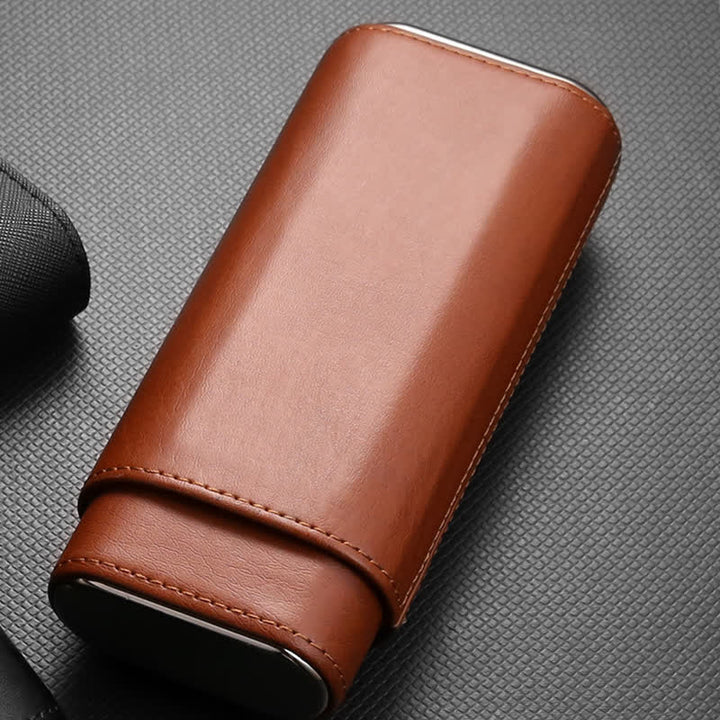 3-Finger Cigar Humidor Leather Case with Cigar Cutter - image 3