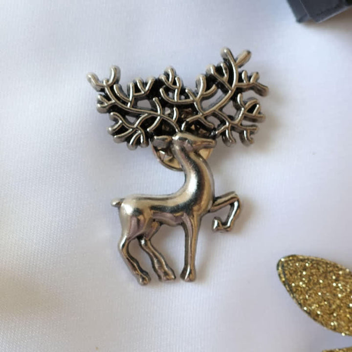 Men's Christmas Elk Silver Deer Suit Accessory Brooch - image 2