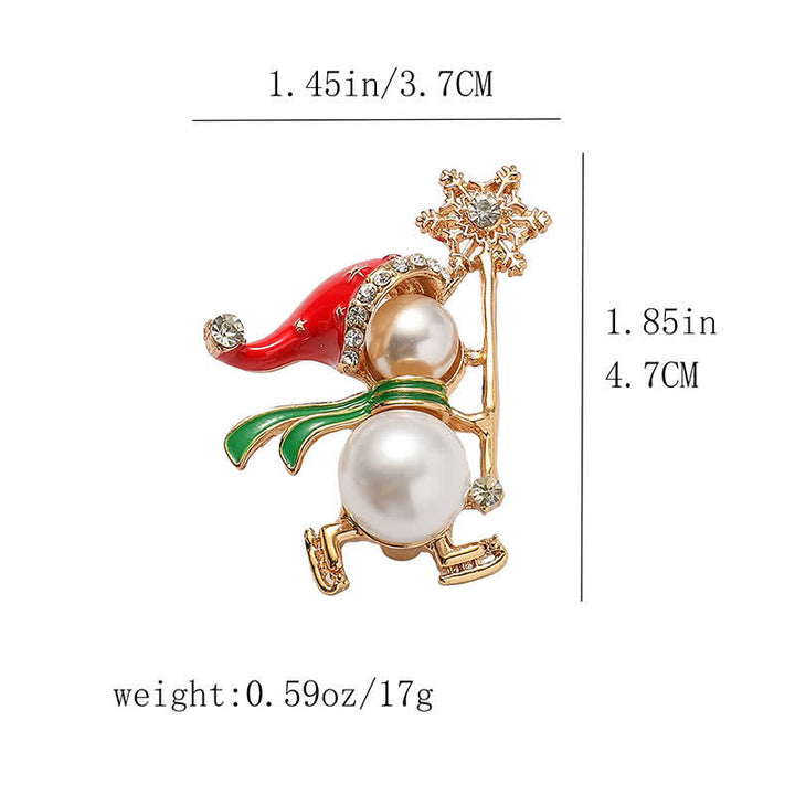 Women's Cute Snowman Red Santa's Hat Christmas Brooch - image 4