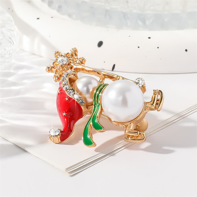 Women's Cute Snowman Red Santa's Hat Christmas Brooch - image 2