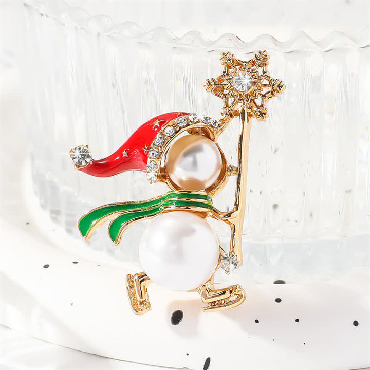 Women's Cute Snowman Red Santa's Hat Christmas Brooch - image 3