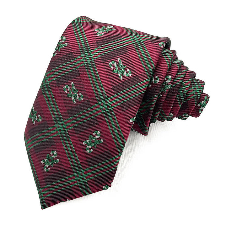 Men's Christmas Snowflake Striped Plaid Necktie - Style #4 - image 3