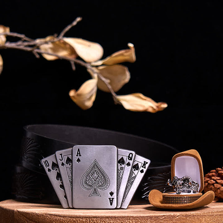Ace Poker DIY Lighter Buckle Ghost Goat Ring Bundle Set  - Bundle Set - Black Embossed Eagle Belt - 42 - image 4