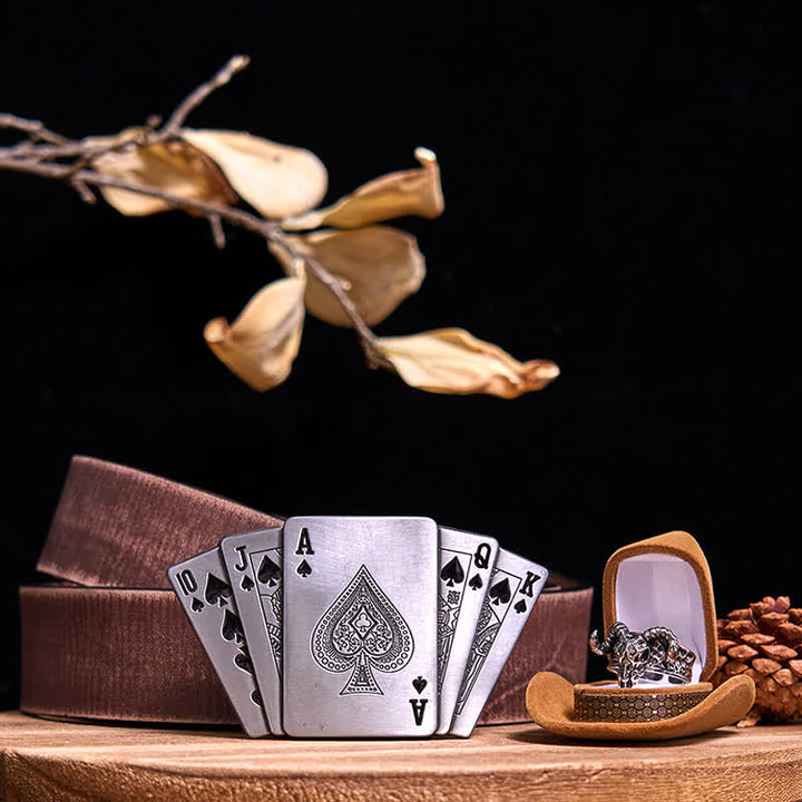 Ace Poker DIY Lighter Buckle Ghost Goat Ring Bundle Set  - Bundle Set - Brown Distressed Belt - 42 - image 7