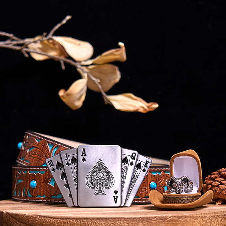 Ace Poker DIY Lighter Buckle Ghost Goat Ring Bundle Set  - Bundle Set - Turquoise Carved Belt - 42 - image 5
