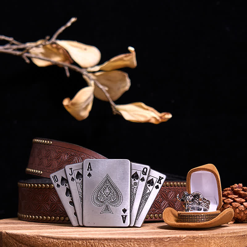 Ace Poker DIY Lighter Buckle Ghost Goat Ring Bundle Set  - Bundle Set - Brown Rivet Belt - 42 - image 6