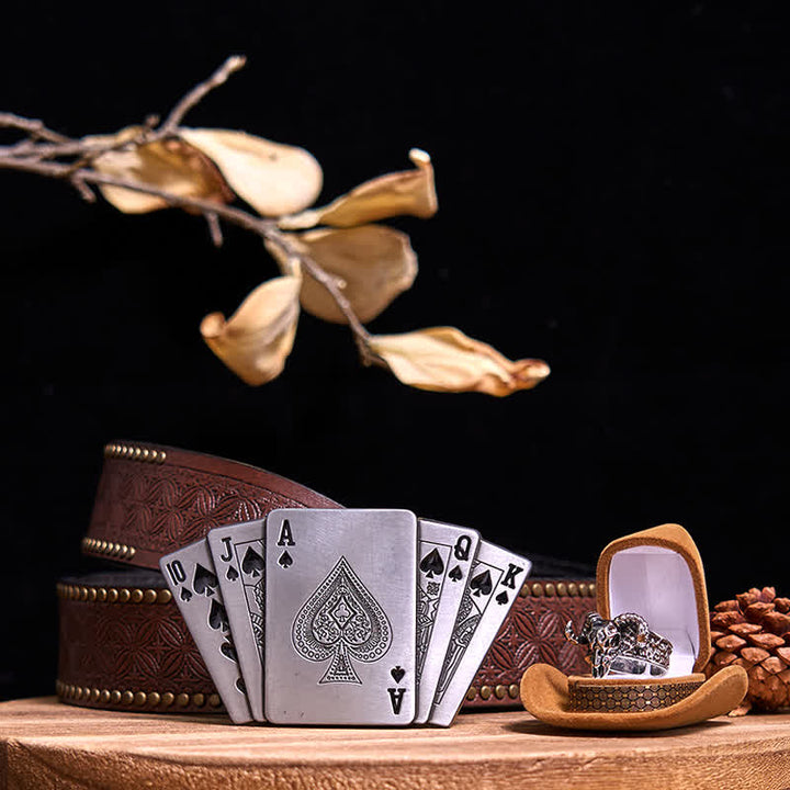 Ace Poker DIY Lighter Buckle Ghost Goat Ring Bundle Set  - Bundle Set - Brown Rivet Belt - 42 - image 6