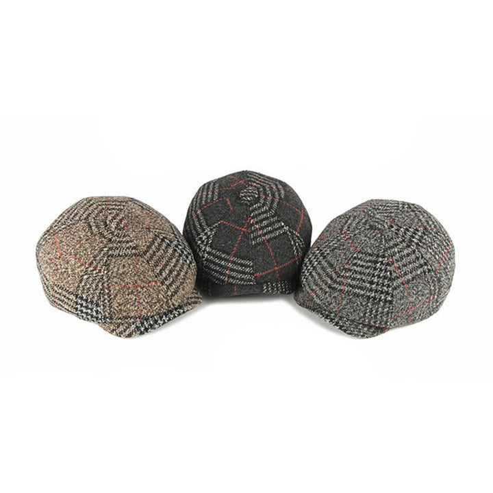 Casual Classic Plaid Octagon Cap Beret Hat - image 6