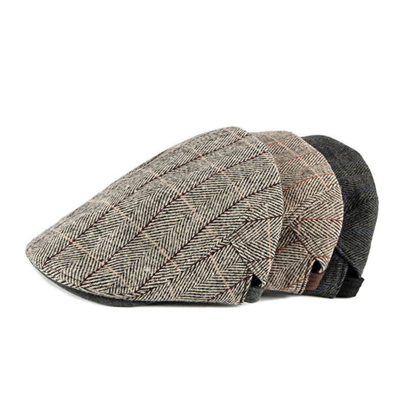 Vintage Herringbone Gatsby Flat Cotton Beret Hat - image 5