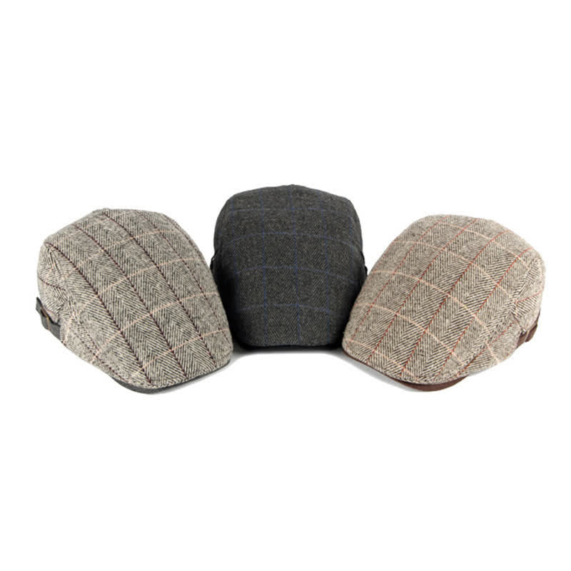 Vintage Herringbone Gatsby Flat Cotton Beret Hat - image 4