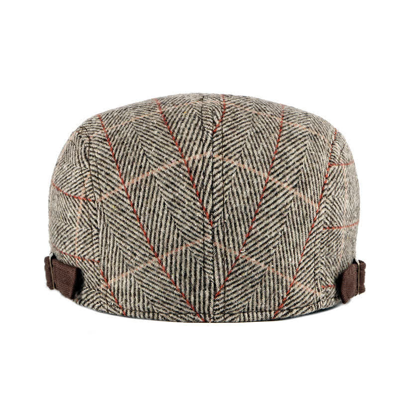 Vintage Herringbone Gatsby Flat Cotton Beret Hat - image 1