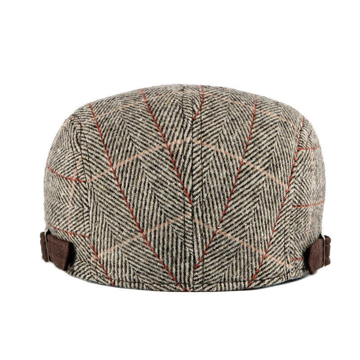 Vintage Herringbone Gatsby Flat Cotton Beret Hat - image 1