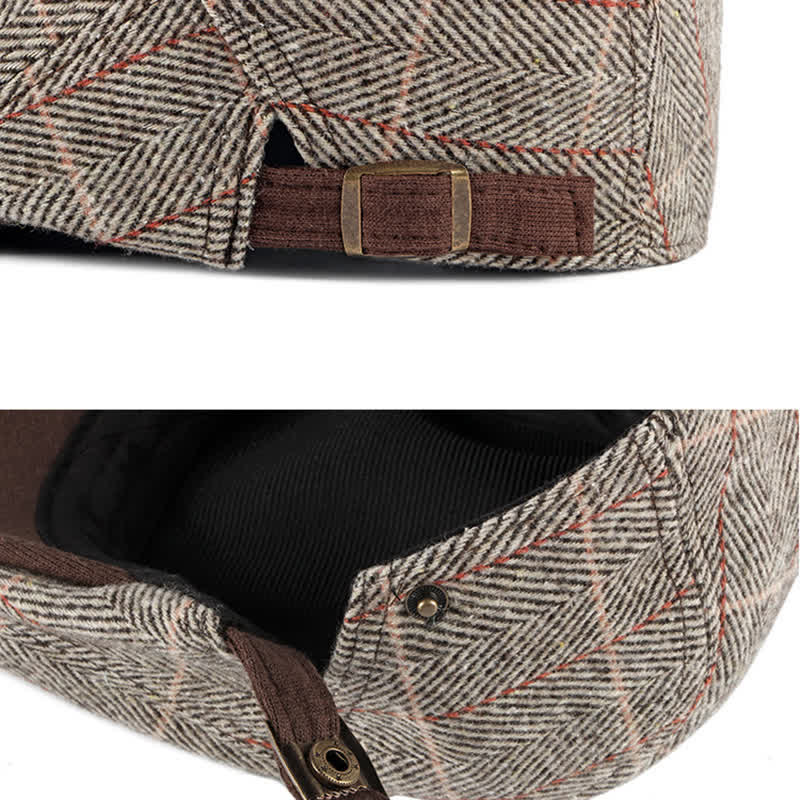 Vintage Herringbone Gatsby Flat Cotton Beret Hat - image 3