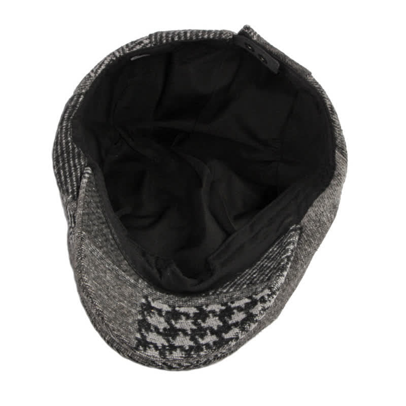 Patchwork Stitching Herringbone Tweed Beret Hat - image 10