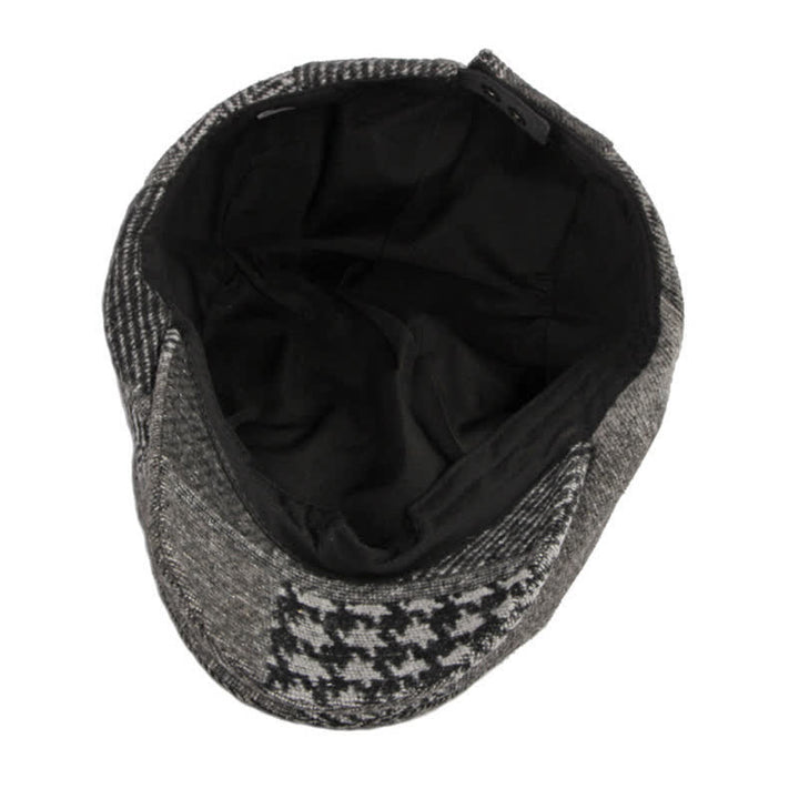 Patchwork Stitching Herringbone Tweed Beret Hat - image 10