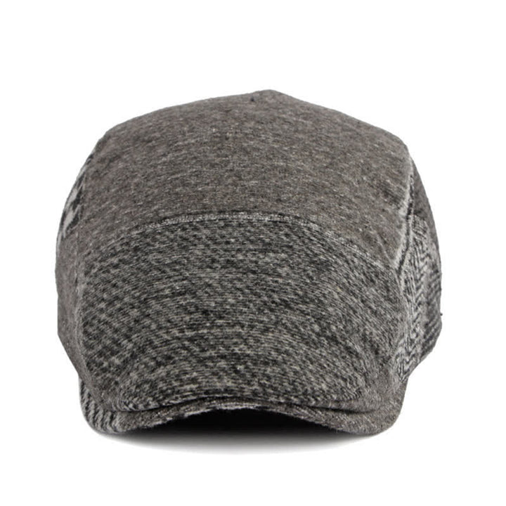 Patchwork Stitching Herringbone Tweed Beret Hat - image 8