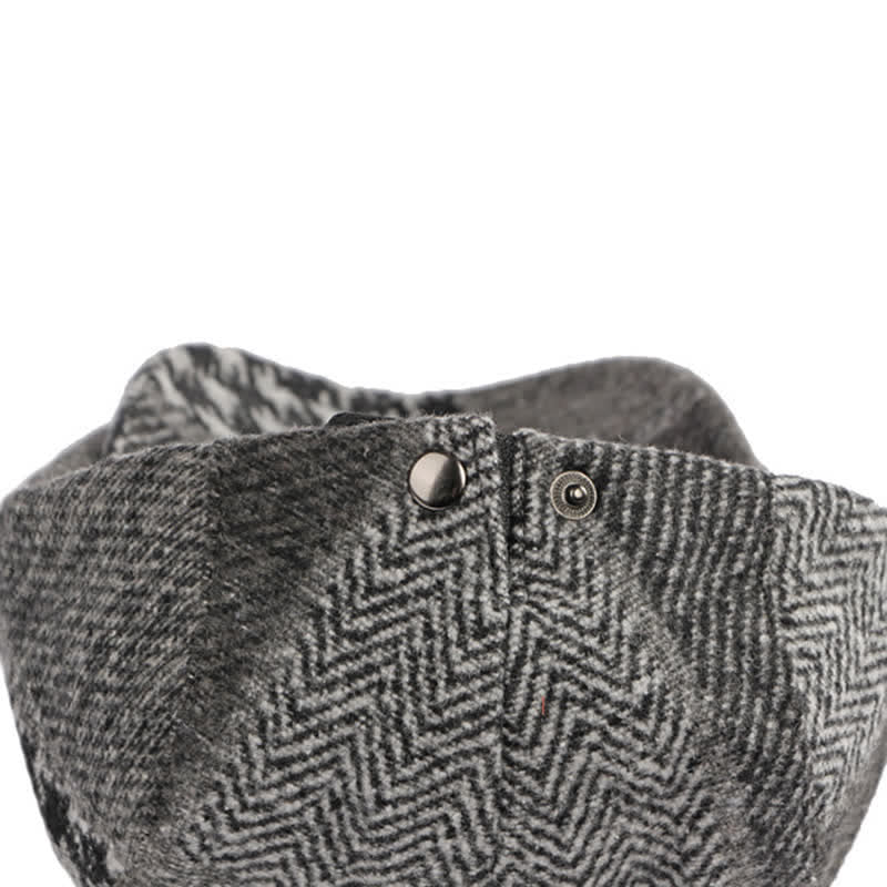 Patchwork Stitching Herringbone Tweed Beret Hat - image 11