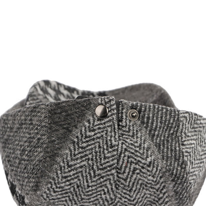 Patchwork Stitching Herringbone Tweed Beret Hat - image 11
