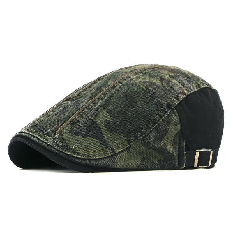 Cool Camouflage Style Cotton Beret Hat - Black - Adjustable (21 5/8"-24") - image 3