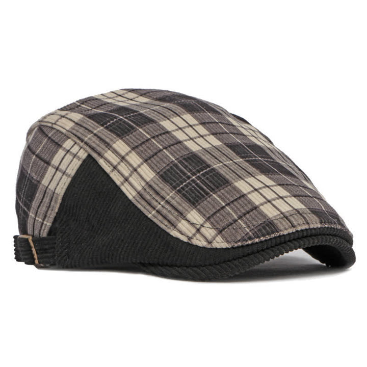 Plaid Corduroy Cotton Duckbill Visor Beret Hat - image 2