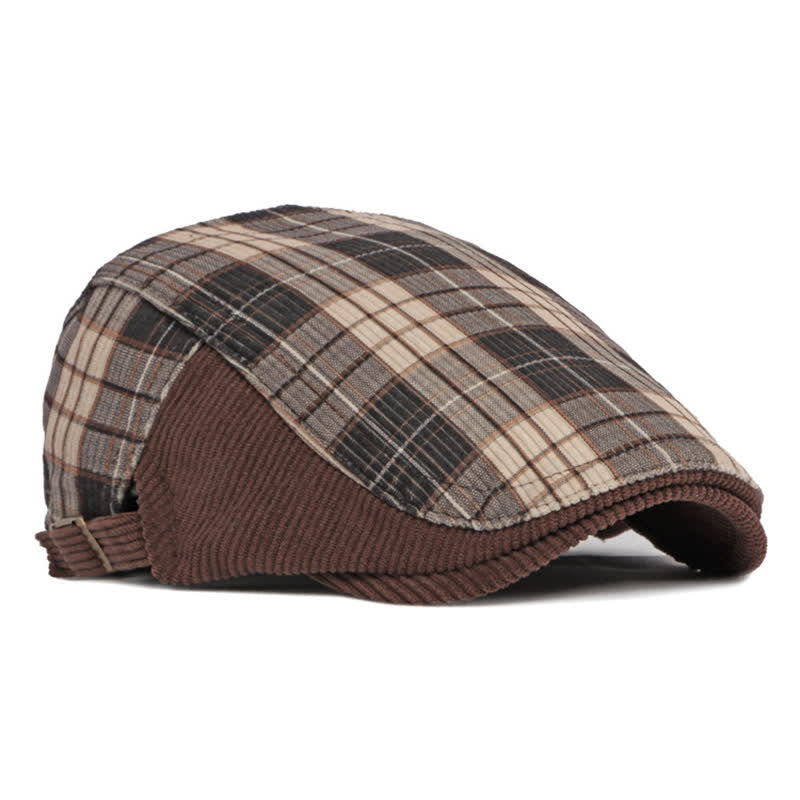 Plaid Corduroy Cotton Duckbill Visor Beret Hat - image 13