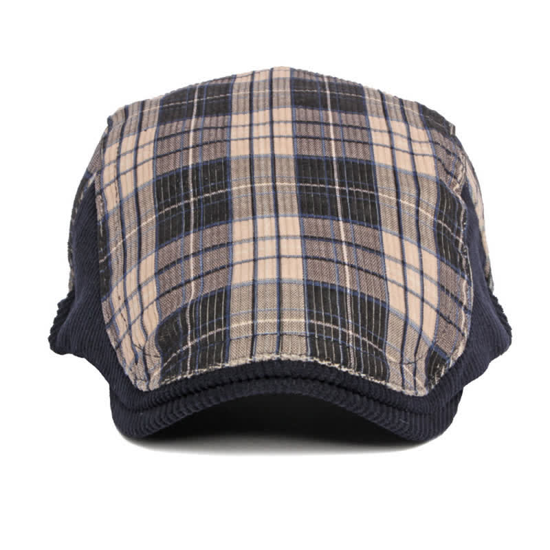 Plaid Corduroy Cotton Duckbill Visor Beret Hat - image 7