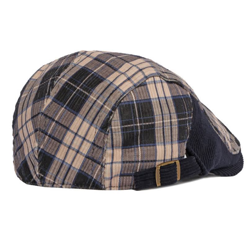 Plaid Corduroy Cotton Duckbill Visor Beret Hat - image 9