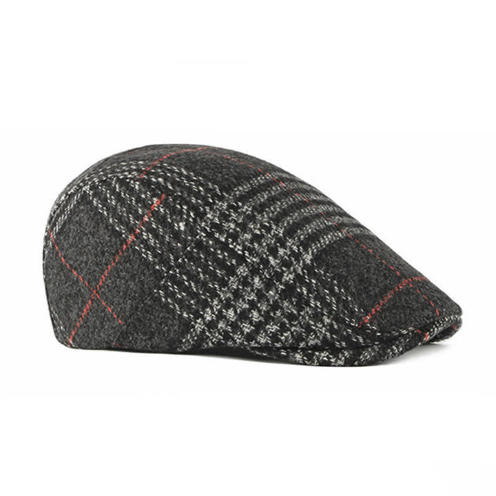 Vintage Striped Plaid Wool Blend Peaked Beret Hat - image 6
