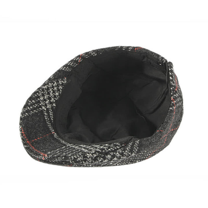 Vintage Striped Plaid Wool Blend Peaked Beret Hat - image 9