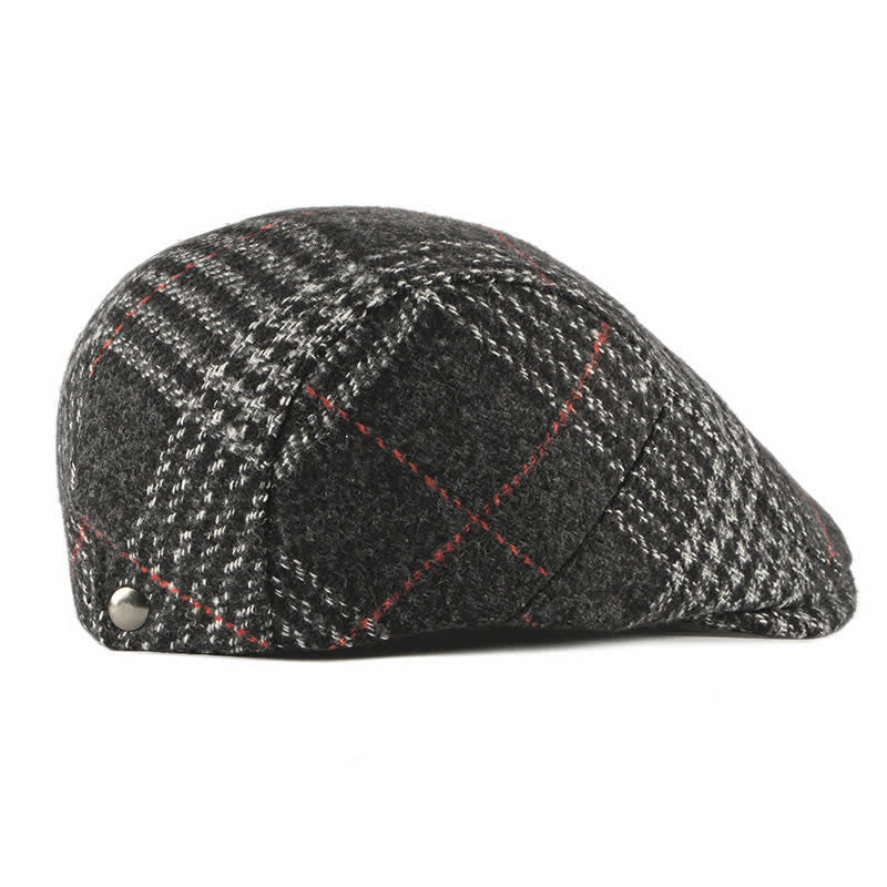 Vintage Striped Plaid Wool Blend Peaked Beret Hat - image 7