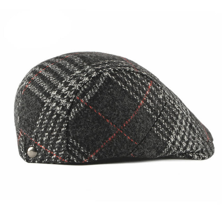 Vintage Striped Plaid Wool Blend Peaked Beret Hat - image 7