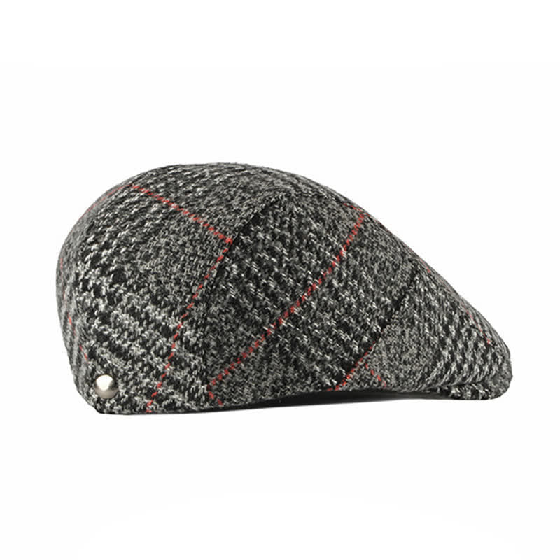 Vintage Striped Plaid Wool Blend Peaked Beret Hat - image 15
