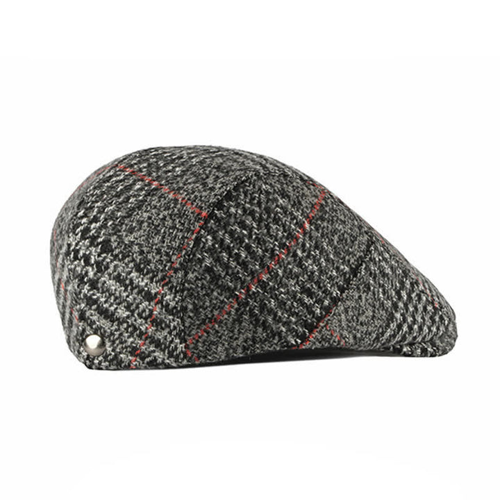 Vintage Striped Plaid Wool Blend Peaked Beret Hat - image 15