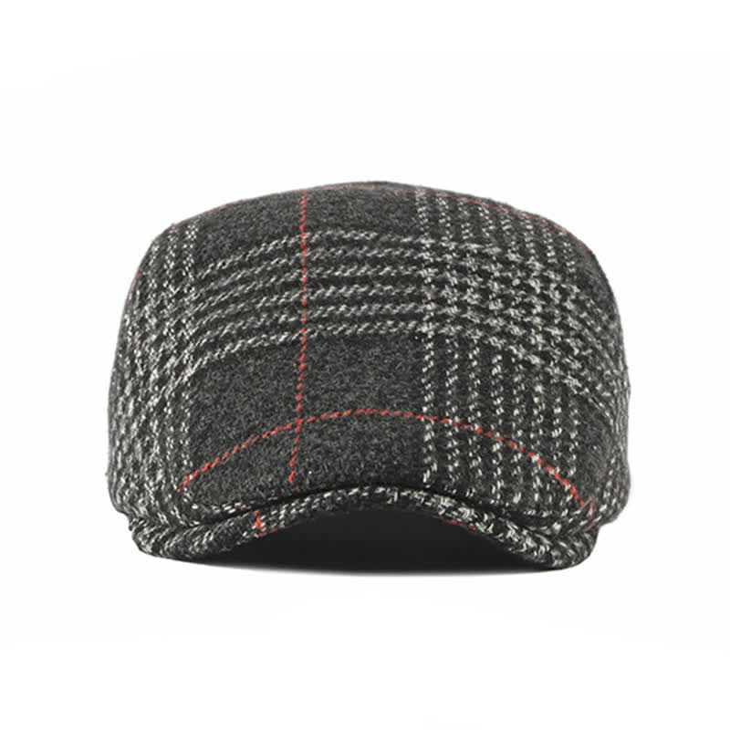 Vintage Striped Plaid Wool Blend Peaked Beret Hat - image 5