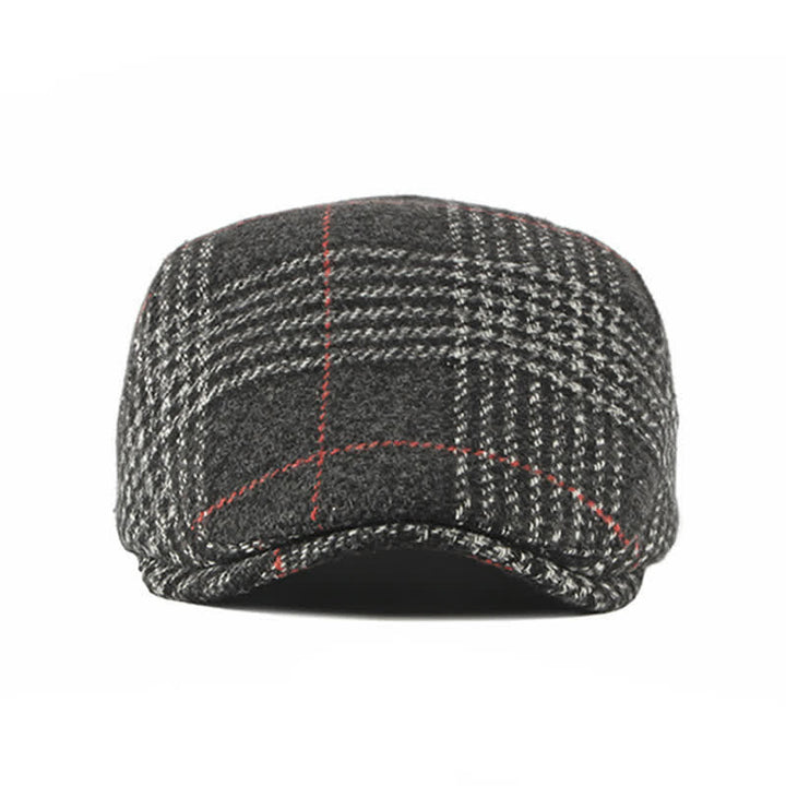 Vintage Striped Plaid Wool Blend Peaked Beret Hat - image 5