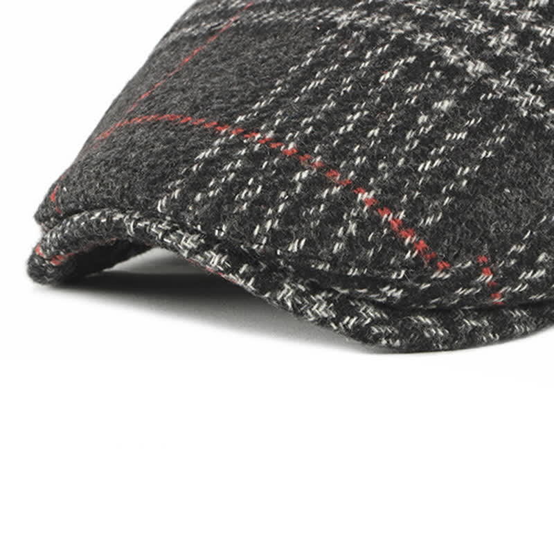 Vintage Striped Plaid Wool Blend Peaked Beret Hat - image 11