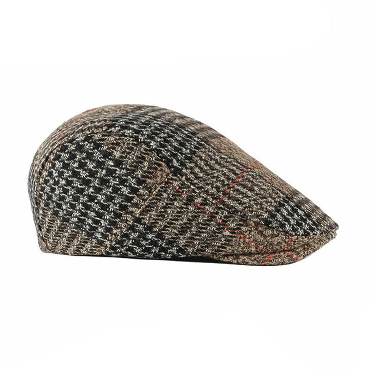 Vintage Striped Plaid Wool Blend Peaked Beret Hat - image 3