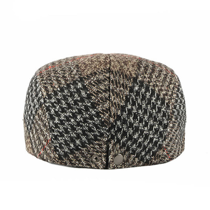 Vintage Striped Plaid Wool Blend Peaked Beret Hat - image 2