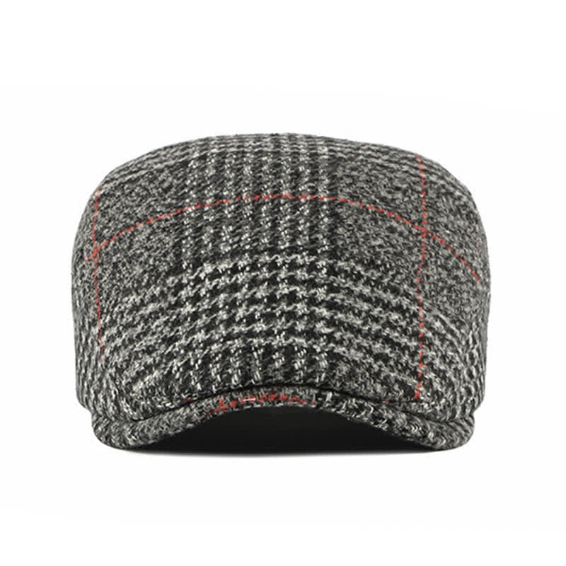 Vintage Striped Plaid Wool Blend Peaked Beret Hat - image 13