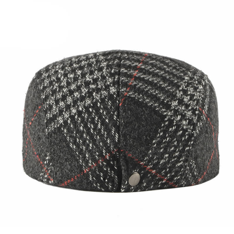 Vintage Striped Plaid Wool Blend Peaked Beret Hat - image 8