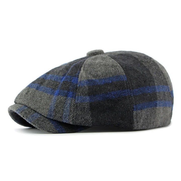 Painter Octagonal Checked Newsboy Beret Hat - Black - Adjustable (21 5/8"-23 1/4") - image 0