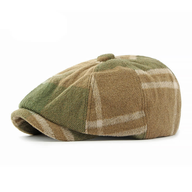 Painter Octagonal Checked Newsboy Beret Hat - Khaki - Adjustable (21 5/8"-23 1/4") - image 3