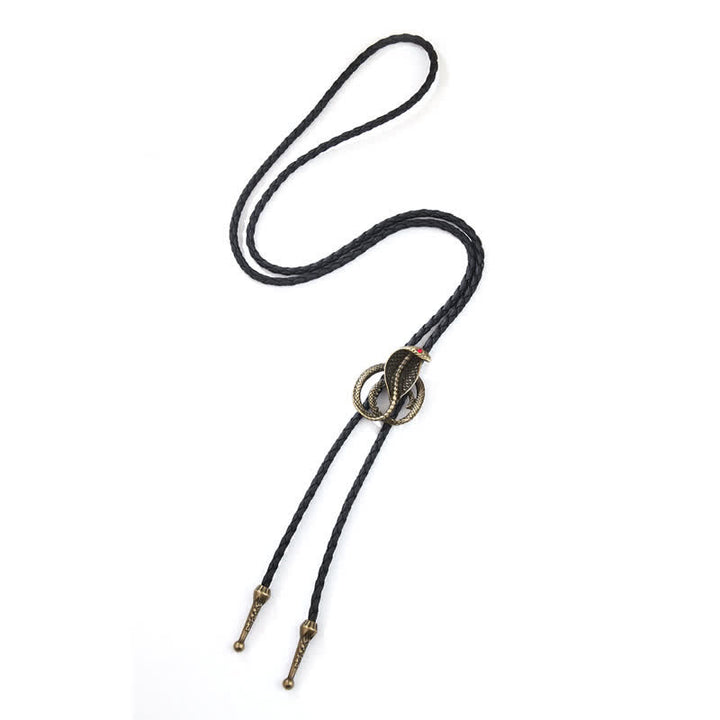 Western Punk Cobras Snake Bolo Tie - Antique Bronze - image 2