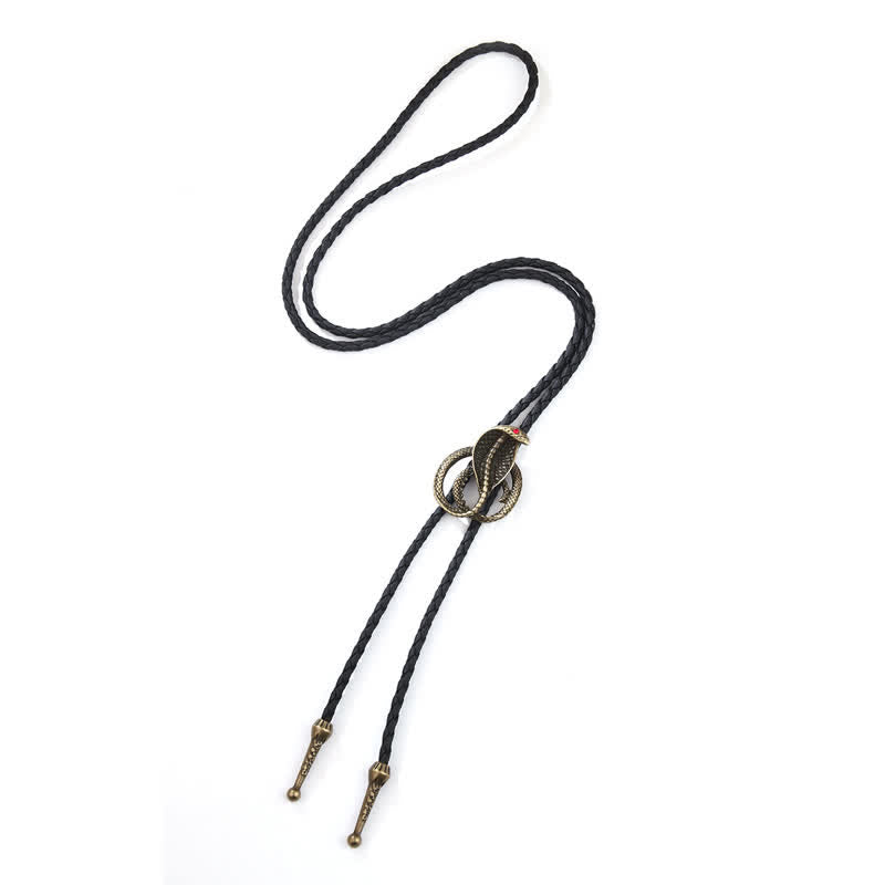 Western Punk Cobras Snake Bolo Tie - Antique Bronze - image 2